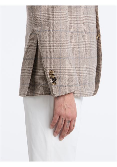 GIACCA MONOPETTO LANA/CASHMERE A QUADRI - BEIGE LUIGI BORRELLI - NAPOLI | G26911- 02