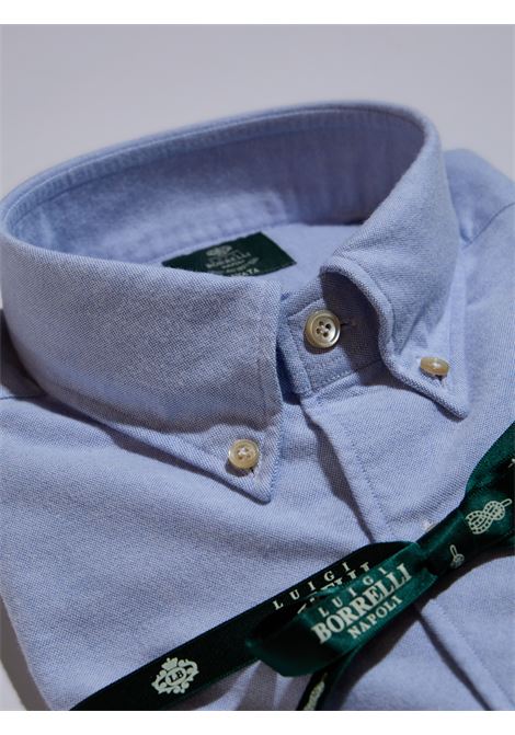 CAMICIA BUTTON DOWN TINTA UNITA - AZZURO LUIGI BORRELLI - NAPOLI | LT10763- 06