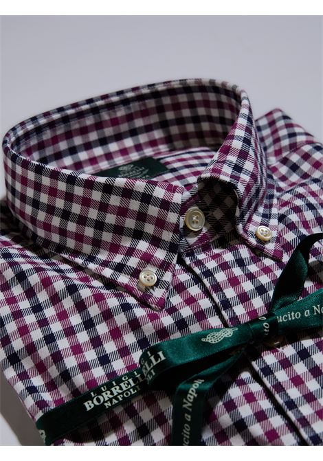 CAMICIA TWILL BUTTON-DOWN QUADRI - ROSSO/BLU LUIGI BORRELLI - NAPOLI | LT1911- 07