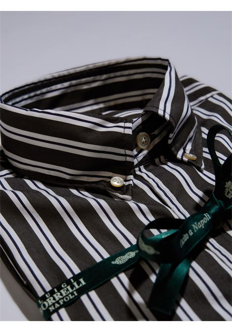 STRIPED BUTTON-DOWN SHIRT - BROWN LUIGI BORRELLI - NAPOLI | LT1914- 03