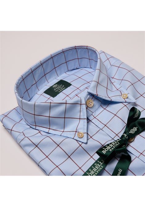 CAMICIA TWILL QUADRI BD - AZZURRO LUIGI BORRELLI - NAPOLI | LT3919- 06