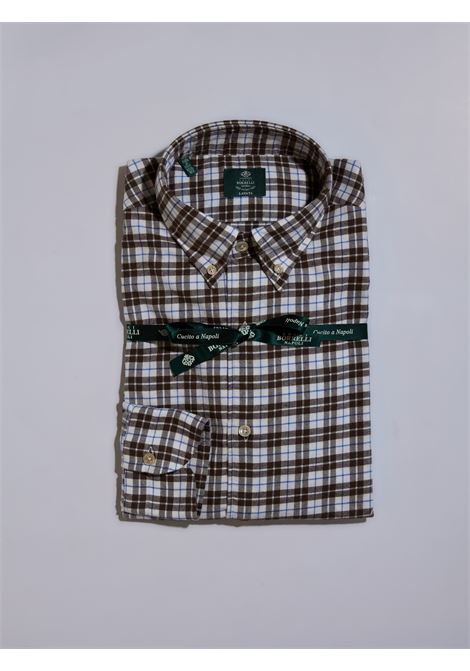 CHECKED COTTON SHIRT - BLUE/BROWN LUIGI BORRELLI - NAPOLI | LT44590- 03