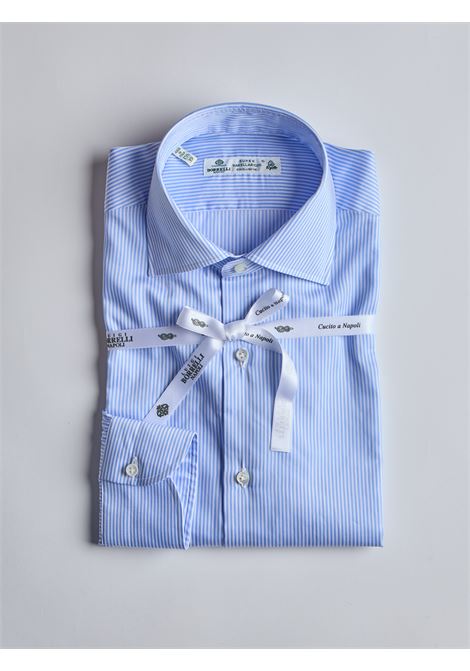 CAMICIA SAKELLARIDIS RIGHE - AZZURRO LUIGI BORRELLI - NAPOLI | PS12155- 01