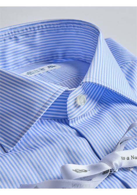 CAMICIA SAKELLARIDIS RIGHE - AZZURRO LUIGI BORRELLI - NAPOLI | PS12155- 01