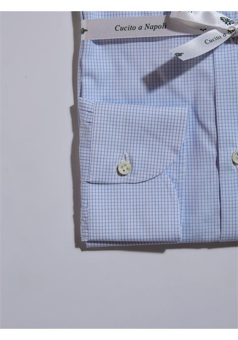 CAMICIA POPELINE QUADRETTINI - AZZURRO MEDIO LUIGI BORRELLI - NAPOLI | PS20027- 4