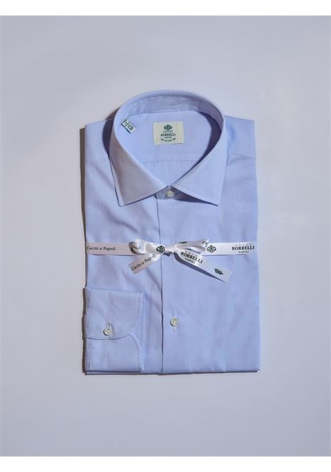 CAMICIA TWILL TINTA UNITA - CELESTE LUIGI BORRELLI - NAPOLI | PS44140- 3