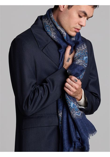 PURE CASHMERE SCARF - BLUE LUIGI BORRELLI - NAPOLI | SC903- 1