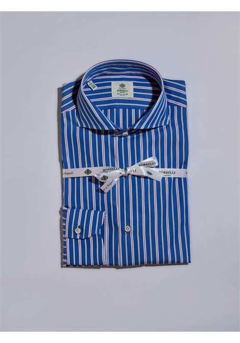 CAMICIA POPELINE RIGHE - BLU/ROSSO LUIGI BORRELLI - NAPOLI | SR10937- 08