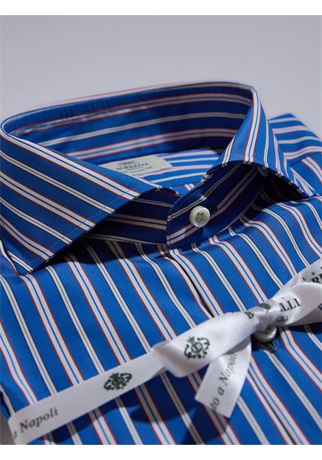 CAMICIA POPELINE RIGHE - BLU/ROSSO LUIGI BORRELLI - NAPOLI | SR10937- 08