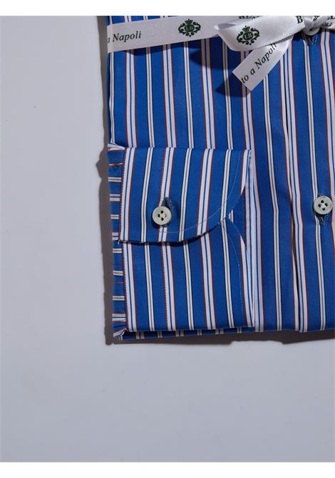 CAMICIA POPELINE RIGHE - BLU/ROSSO LUIGI BORRELLI - NAPOLI | SR10937- 08
