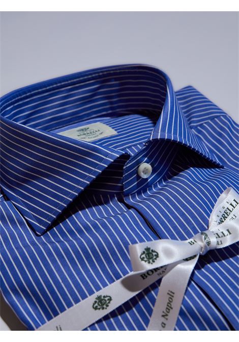 CAMICIA RIGHE COTONE - BLU LUIGI BORRELLI - NAPOLI | SR11071- 01