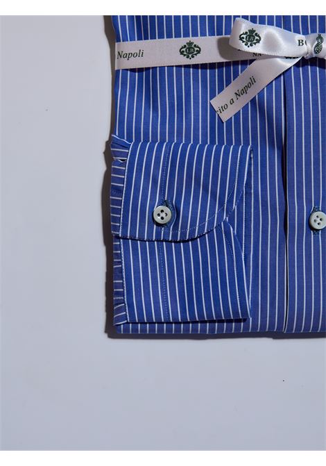 CAMICIA RIGHE COTONE - BLU LUIGI BORRELLI - NAPOLI | SR11071- 01