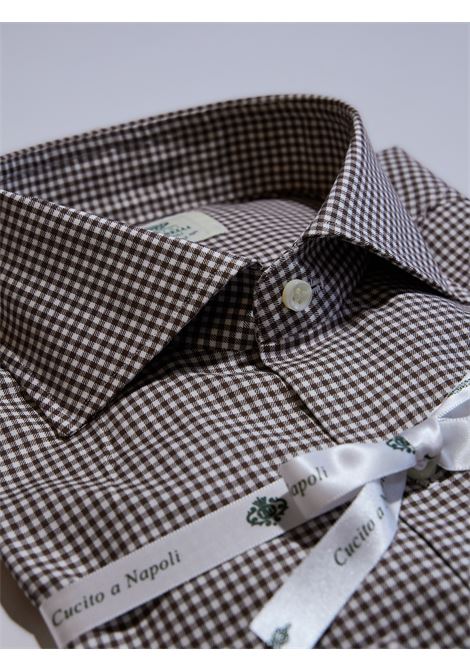 CAMICIA TWILL QUADRETTINI - MARRONE LUIGI BORRELLI - NAPOLI | SR1908- 23