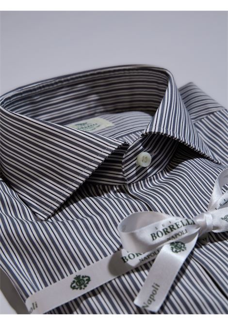 CAMICIA RIGHE POPELINE - GRIGIO LUIGI BORRELLI - NAPOLI | SR1909- 02