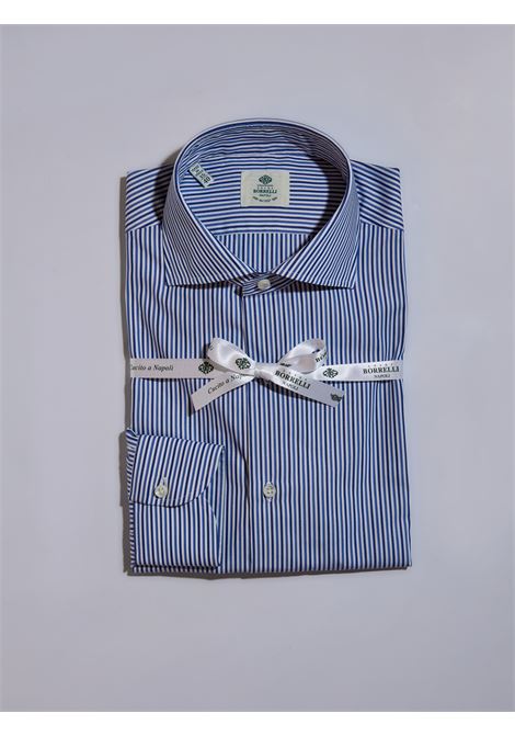 STRIPED POPLIN SHIRT - LIGHT BLUE/BLUE LUIGI BORRELLI - NAPOLI | SR3921- 02