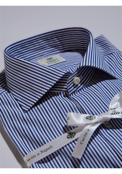 STRIPED POPLIN SHIRT - LIGHT BLUE/BLUE LUIGI BORRELLI - NAPOLI | SR3921- 02