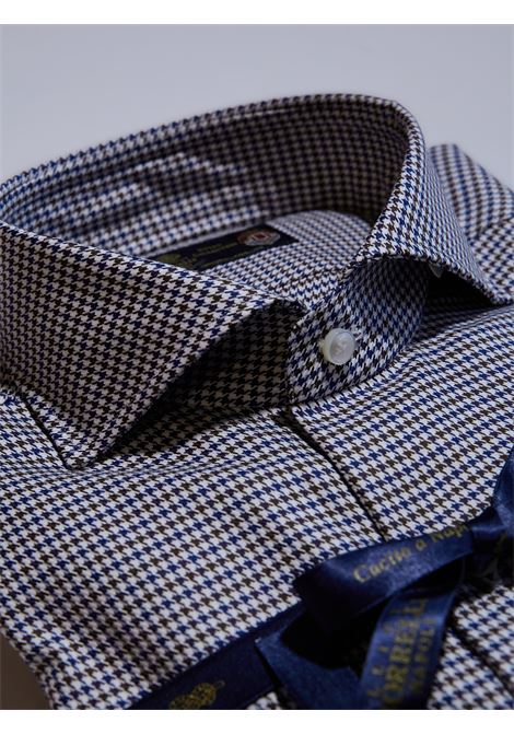 CAMICIA PIED DE POULE ROYAL COLLECTION - BLU/MARRONE LUIGI BORRELLI - NAPOLI | SR4122- 2