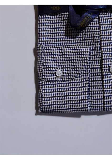 CAMICIA PIED DE POULE ROYAL COLLECTION - BLU/MARRONE LUIGI BORRELLI - NAPOLI | SR4122- 2