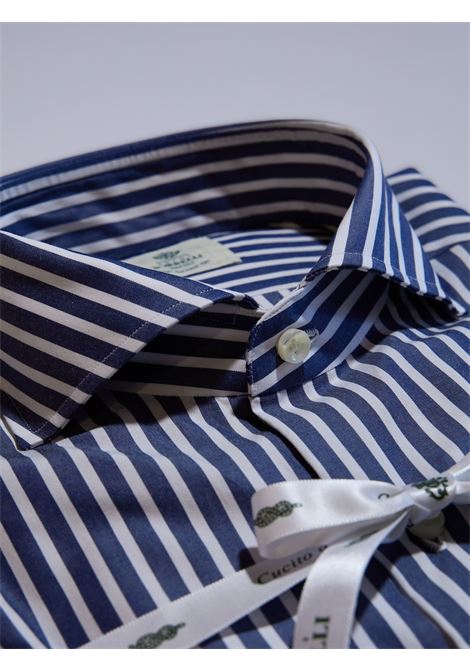 STRIPED COTTON SHIRT - BLUE LUIGI BORRELLI - NAPOLI | SR441068- 01