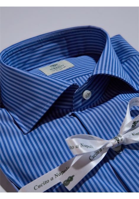 STRIPED POPLIN SHIRT - BLUE/LIGHT BLUE LUIGI BORRELLI - NAPOLI | SR44945- 02