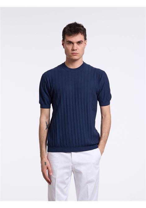 REVERSE RIB COTTON SWEATER - BLUE LUIGI BORRELLI - NAPOLI | 14KN1027-CCK10014- 11