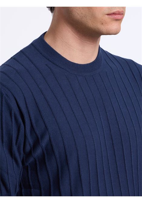 REVERSE RIB COTTON SWEATER - BLUE LUIGI BORRELLI - NAPOLI | 14KN1027-CCK10014- 11