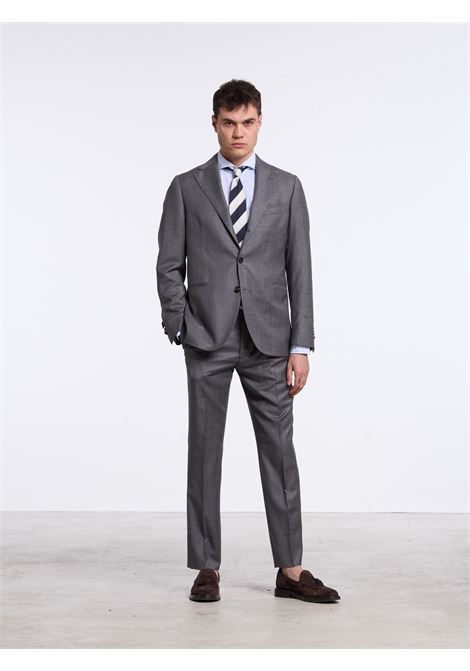 SINGLE-BREASTED UNSTRUCTURED MERINO WOOL SUIT - GREY LUIGI BORRELLI - NAPOLI | A201025- 01
