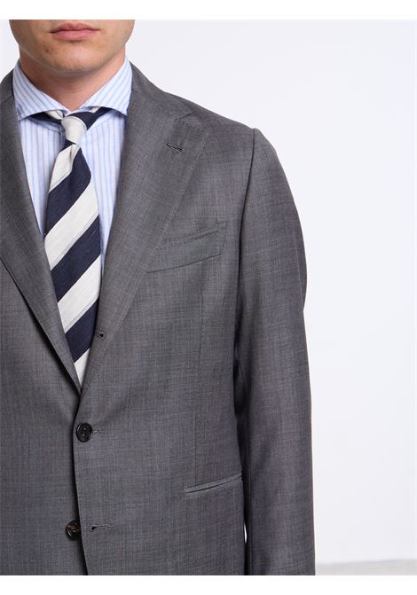 SINGLE-BREASTED UNSTRUCTURED MERINO WOOL SUIT - GREY LUIGI BORRELLI - NAPOLI | A201025- 01