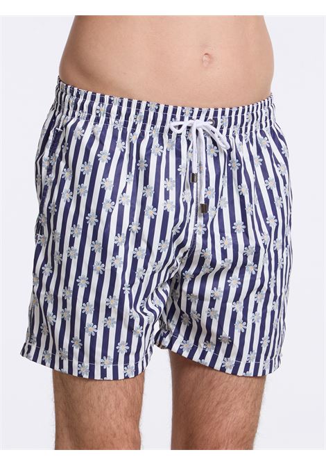 SWIM SHORTS - WHITE/BLUE LUIGI BORRELLI - NAPOLI | BW1011- 01