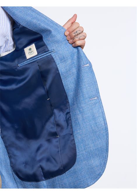 SINGLE-BREASTED LINEN BLEND SOLID COLOR TAILORED JACKET - LIGHT BLUE LUIGI BORRELLI - NAPOLI | G261043- 03
