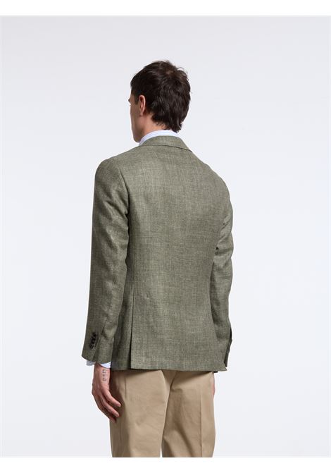 SINGLE-BREASTED LINEN BLEND SOLID COLOR TAILORED JACKET - GREEN LUIGI BORRELLI - NAPOLI | G261043- 05