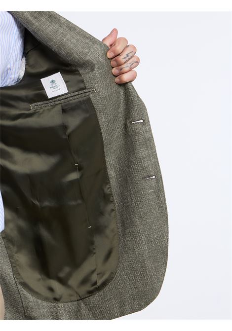 SINGLE-BREASTED LINEN BLEND SOLID COLOR TAILORED JACKET - GREEN LUIGI BORRELLI - NAPOLI | G261043- 05