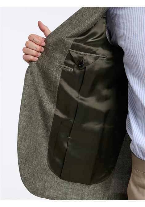 SINGLE-BREASTED LINEN BLEND SOLID COLOR TAILORED JACKET - GREEN LUIGI BORRELLI - NAPOLI | G261043- 05