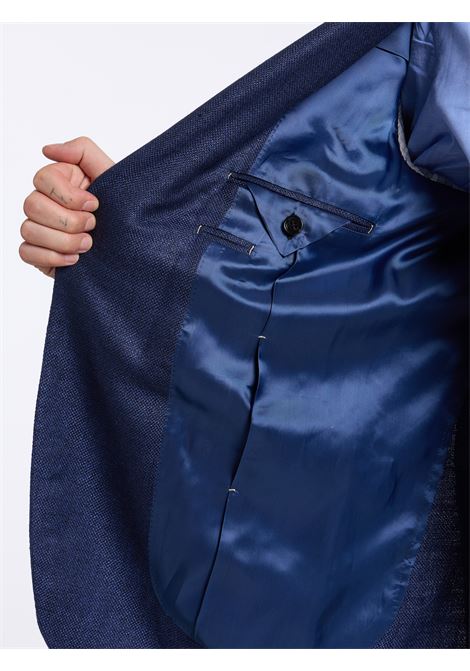 SINGLE-BREASTED LINEN BLEND SOLID COLOR TAILORED JACKET - BLUE LUIGI BORRELLI - NAPOLI | G261043- 06