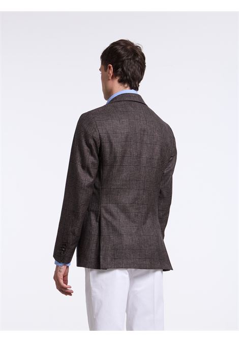 SINGLE-BREASTED CHECKED WOOL BLEND TAILORED JACKET - BROWN LUIGI BORRELLI - NAPOLI | G271006- 04