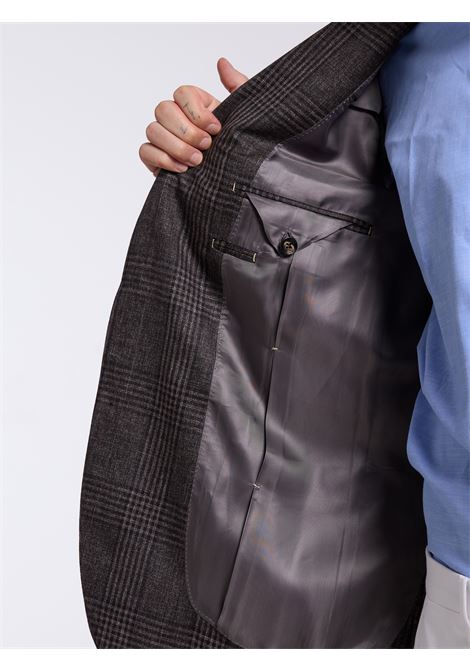 SINGLE-BREASTED CHECKED WOOL BLEND TAILORED JACKET - BROWN LUIGI BORRELLI - NAPOLI | G271006- 04