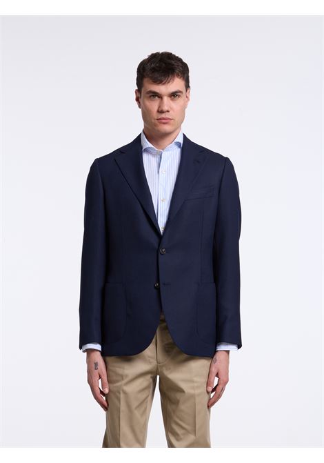 SINGLE-BREASTED WOOL SOLID COLOR TAILORED JACKET - BLUE LUIGI BORRELLI - NAPOLI | G271012- 04