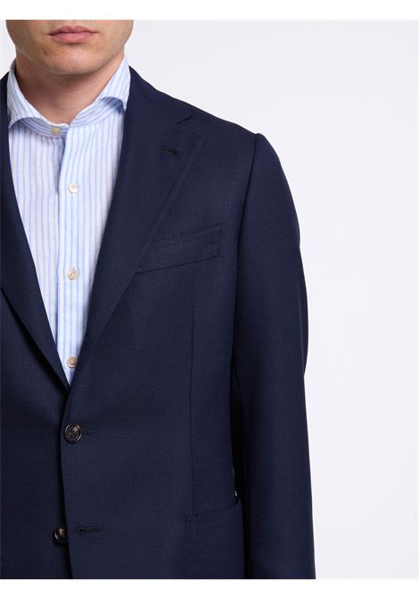 SINGLE-BREASTED WOOL SOLID COLOR TAILORED JACKET - BLUE LUIGI BORRELLI - NAPOLI | G271012- 04