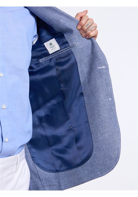 SINGLE-BREASTED LINEN BLEND SOLID COLOR TAILORED JACKET - LIGHT BLUE LUIGI BORRELLI - NAPOLI | G271015- 03