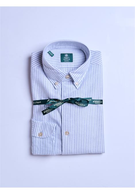 CAMICIA BUTTON-DOWN RIGHE - AZZURRO SCURO LUIGI BORRELLI - NAPOLI | LT10763- 02