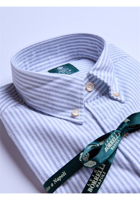 CAMICIA BUTTON-DOWN RIGHE - AZZURRO SCURO LUIGI BORRELLI - NAPOLI | LT10763- 02