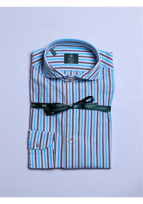 CAMICIA ZEPHIRE RIGHE - TURCHESE LUIGI BORRELLI - NAPOLI | LT11001- 06