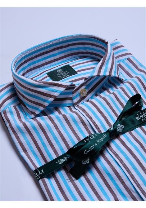 CAMICIA ZEPHIRE RIGHE - TURCHESE LUIGI BORRELLI - NAPOLI | LT11001- 06