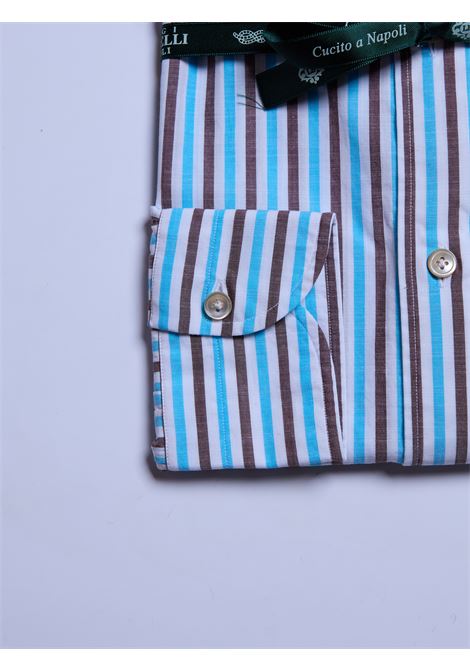 CAMICIA ZEPHIRE RIGHE - TURCHESE LUIGI BORRELLI - NAPOLI | LT11001- 06