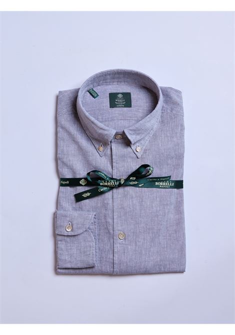 CAMICIA BUTTON-DOWN MISTO LINO - GRIGIO LUIGI BORRELLI - NAPOLI | LT11005- 04
