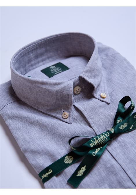 CAMICIA BUTTON-DOWN MISTO LINO - GRIGIO LUIGI BORRELLI - NAPOLI | LT11005- 04