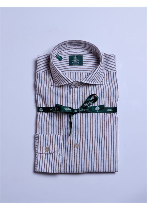 CAMICIA MISTO LINO RIGHE - MARRONE LUIGI BORRELLI - NAPOLI | LT11005- 22