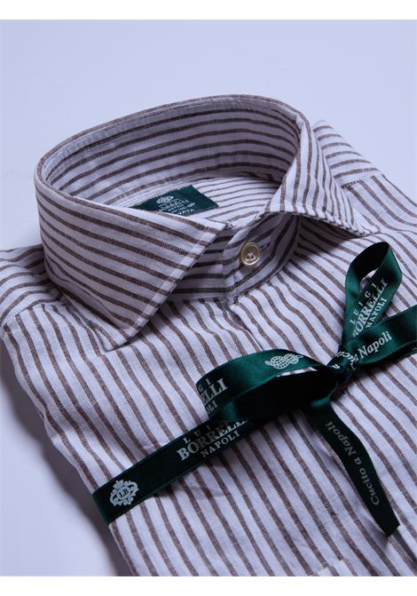 CAMICIA MISTO LINO RIGHE - MARRONE LUIGI BORRELLI - NAPOLI | LT11005- 22