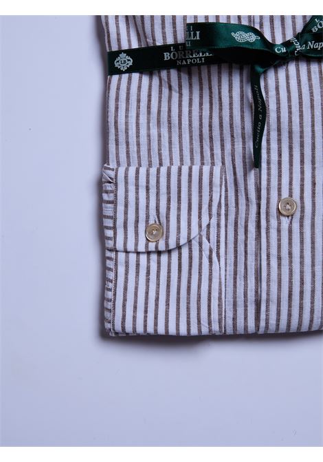CAMICIA MISTO LINO RIGHE - MARRONE LUIGI BORRELLI - NAPOLI | LT11005- 22