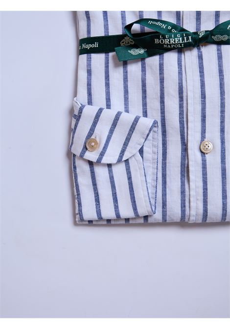 CAMICIA BUTTON-DOWN MISTO LINO RIGHE - BLU LUIGI BORRELLI - NAPOLI | LT11005- 27
